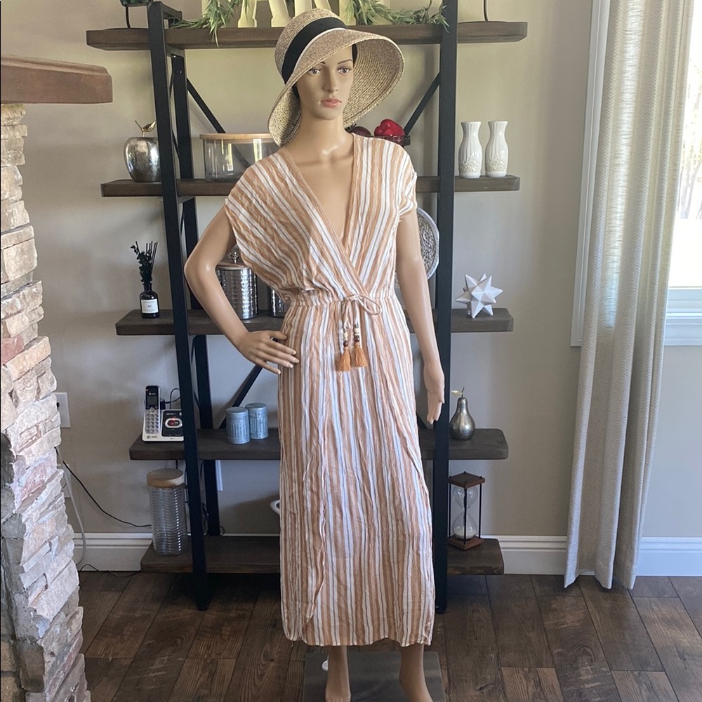 Blue Island Striped Swim Coverup Size Medium